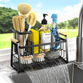 Housolution Sponge Holder for Kitchen Sink, 2-Tier Sink Caddy Organizer with Flexible High Brush Holder, Kitchen Countertop Storage Accessories, Soap Dispenser Organizer, Rustproof