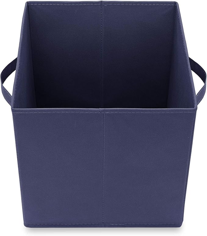 Casafield Set of 6 Collapsible Fabric Cube Storage Bins, Navy Blue - 11" Foldable Cloth Baskets for Shelves, Cubby Organizers & More