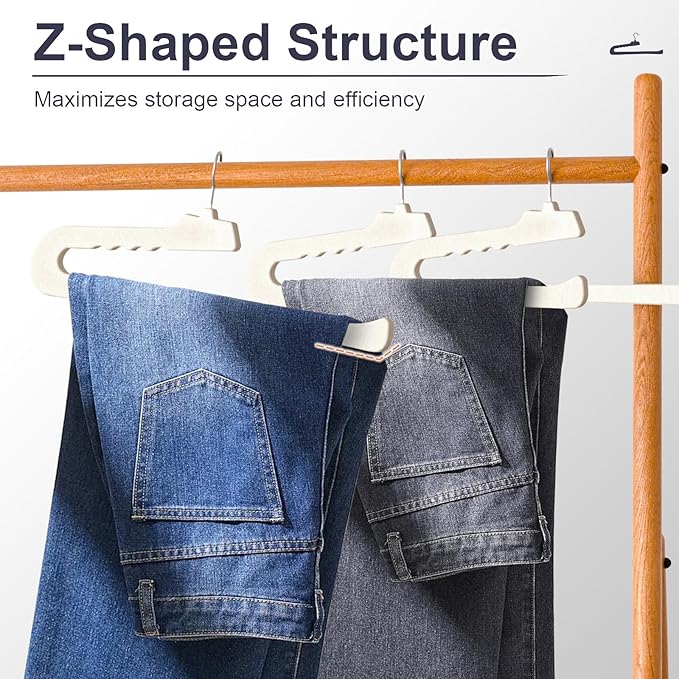 Velvet Pants Hangers - 32 Pack White Non Slip Open Ended Hanger with 360 Swivel Hook - Closet Space Saving Hanger for Heavy Pants, Jeans, Trousers, Scarf