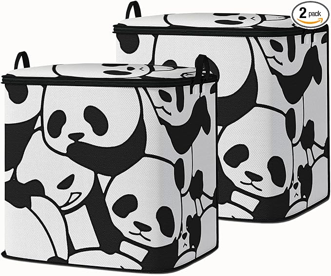 Large Comforter Storage Bag with Zipper,Closet Organizer for Clothes/Blankets/Quilts/Pillows,Fabric Storage Bags with Portable Handles 95L(2-Pack)