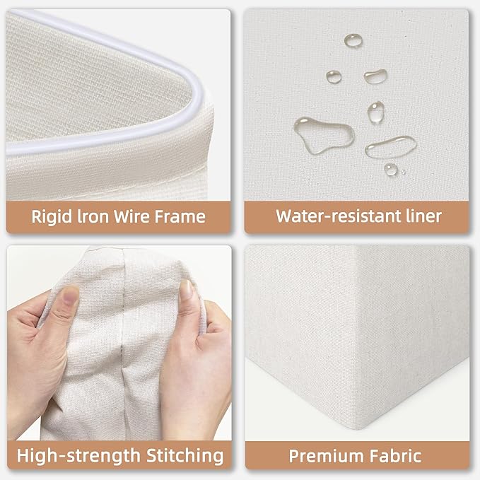 STORAGE MANIAC Large Laundry Hamper, 80L (21.1 Gal) Collapsible Laundry Basket with Bamboo Handles, Freestanding Waterproof Clothes Hamper for Laundry Room, Bedroom, Dorm, Towels, Toys, Beige