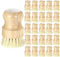20 Pack Bamboo Dish Brush Set, Natural Dish Scrub Brush with Handle, Wooden Dish Scrubber for Kitchen Cleaning, Eco-Friendly Scrub Brush for Dishes, Pots, Pans, and Vegetables