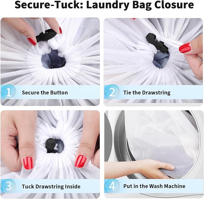 2-Pack Drawstring Mesh Laundry Bags, 24x31 Inches, Extra-Large Heavy Duty Laundry Net Bag, Breathable Mesh for Delicates, Protect Clothes in Washing Machine, Travel/Dorm/Sports/Family, White, Washable