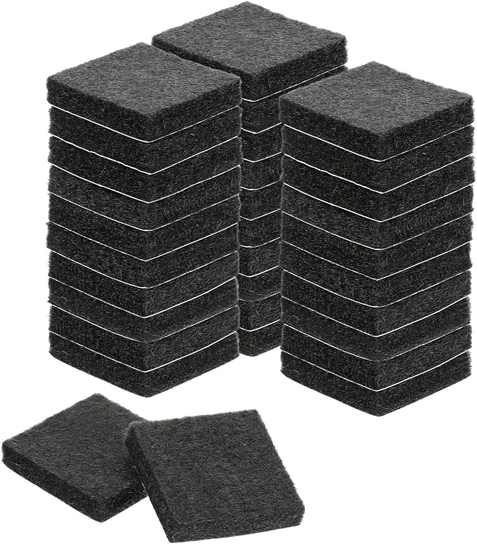 uxcell Felt Furniture Pads, 32Pcs 1.18" x 1.18" Adhesive Backed Felt Non-Slip Anti-Scratch Chair Leg Protectors for Protecting Hardwood Floor, Black