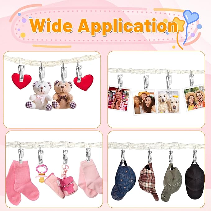 Stuffed Animal Storage Hammock Corner - Hanging Stuffed Animal Holder with 20 PCS Metal Clips, Boho Stuffed Animal Organizer Chain for Hanging Hats Socks Holiday Cards