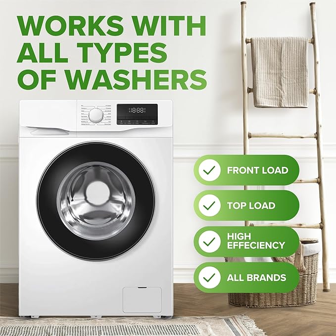 Renuv® Heavy Duty Washing Machine Cleaner Descaler Tablets - for Front Load, Top Load Washer, HE (6 XL Tablets - 6 Months Supply)