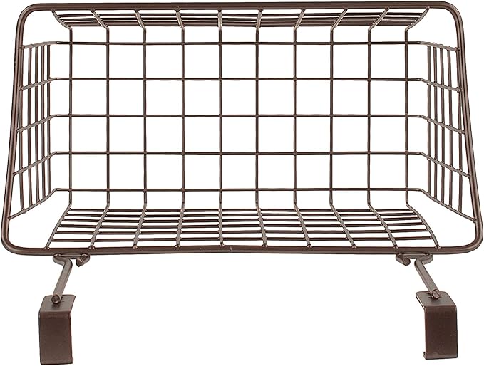 Spectrum Medium Cabinet Door Wire Basket Grid Over Cabinet Organizer Bronze, Hanging Over Cabinet Door Storage Organizer Basket for Kitchen and Bath Cleaning Supplies Washcloths Hand Towels