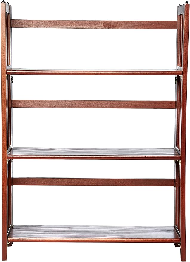 Casual Home 3-Shelf Folding Stackable Bookcase (27.5" Wide)-Mahagony