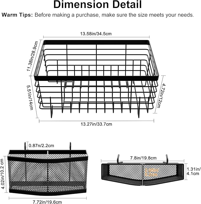TQVAI Kitchen Dish Drying Rack Metal Dish Drainer with Full-Mesh Silverware Utensils Basket Holder, Black