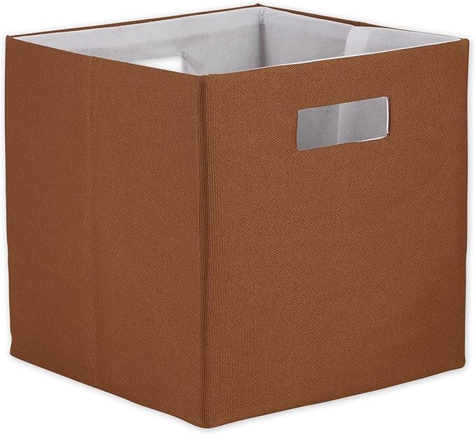 DII Collapsible Polyester Storage Cube, Solid, Lightweight and Durable, Large Square, 13x13x13, Cinnamon