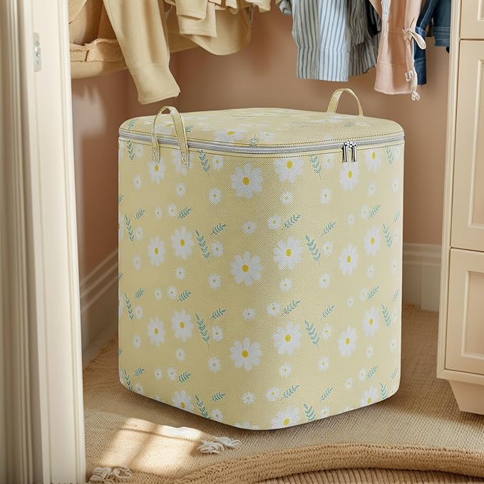 Comforter Storage Bag, Extra Large Clothes Storage Organizer for Blankets Bedding Sweaters, Foldable Soft Storage, Zipper Closure, Carry Handles, Closet Under Bed Moving Travel (210L)