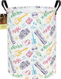 HUNRUNG Laundry Hamper,Large Canvas Fabric Lightweight Storage Basket Toy Organizer Dirty Clothes Collapsible Waterproof for College Dorms（Round-Musical instrument）