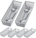 Neudeco Silverware Organizer,Mesh Drawer Organizer for Kitchen，Metal Utensil Organizer for Flatware, Knives, Spoons,Cosmetic (Silver 9 * 3 * 2 inch Pack6)