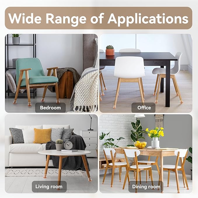24PCS Extra Small Chair Leg Floor Protectors for Hardwood Floors, Furniture Sliders for Chair Legs, 360°Felt Pad Bottom Wrapped Thickening Furniture Pads Cap Covers to Scratch and Reduce Noise