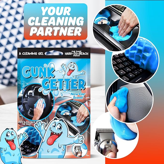 Cleaning Gel for Those Hard to Reach Places, Automotive Cup Holder Electronic Keyboard Office, Slime Gel Cleaner Dust Crumb Removal (New Car, 12 Pack)