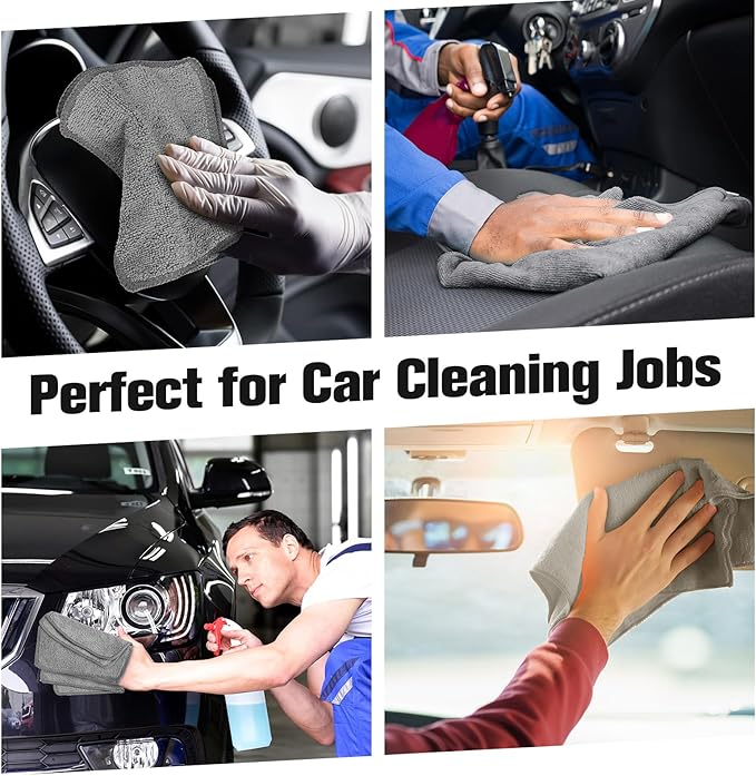 Tanlade Microfiber Cleaning Cloth 6"x6" Cleaning Rags Reasonable Kitchen Towels Microfiber Towels Cars Wash Dry Erase Cloth (Gray,30 Pcs)