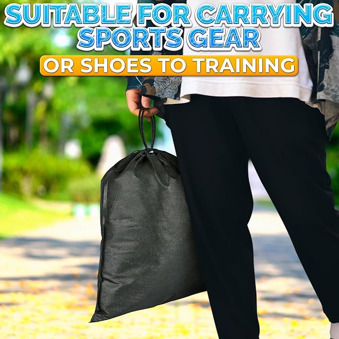 10 Pack Travel Shoe Backpack Set – Non-Mesh Solid 11.8"x15.75" Waterproof Drawstring Shoe Bags for Travel, Clothes, or Wet Gear – Lightweight Storage Organizer and Packing Essential for Women & Men