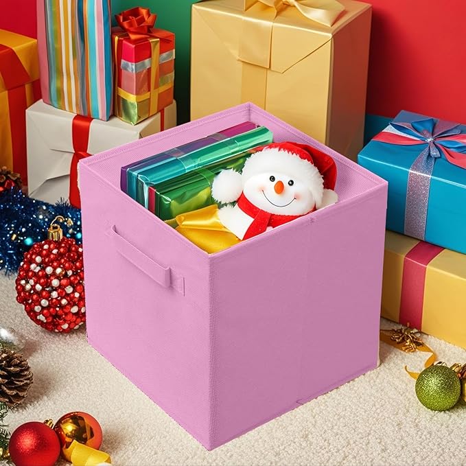 ShellKingdom Foldable Fabric Storage Cubes And Cloth Organizer Drawer For Closet And Toys, 13 X 13 X 13 INCH, 6 Pack (Pink)