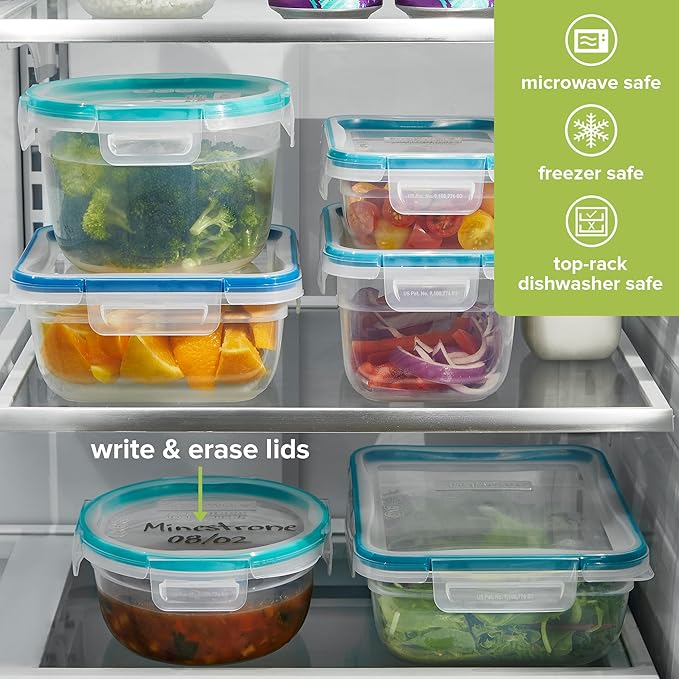 Snapware Total Solution (Pack of 2) Plastic Food Storage Containers Set, Leakproof & Airtight Locking Lids Round Tupperware, Non-Toxic BPA-Free Lids, Microwave Dishwasher Freezer Safe
