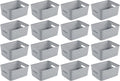 Sterilite 16 Pack Plastic Storage Bin Organization Containers, Short Baskets, Cement