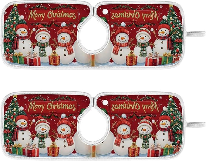 2 Pack Faucet Splash Catcher Christmas Snowman Sink Mat for Faucet Absorbent Kitchen Splash Guard Drip Catcher for Farmhouse Barthroom Bar, L