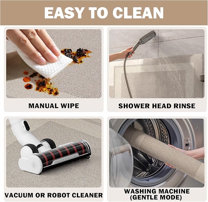YDKGL Non Slip Long Bathroom Runner Rug Bath Mat, Rubber Backing Ultra Thin Bathroom Rugs Fit Under Door Quick Dry Super Absorbent Washable Shower Mat for Bathtub Sink Floor, Beige 17"x59"