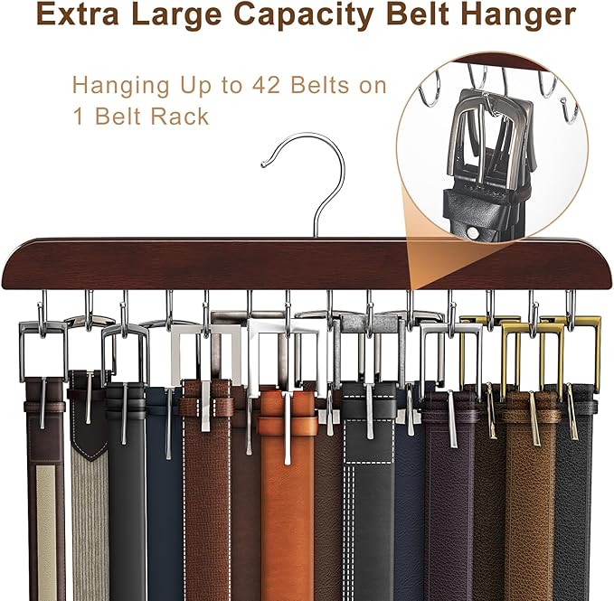 Belt Hanger Belt Organizer for Closet (Mahogany, 2 Pack)