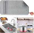 Kitchen Mat, Protectors for Sink 25"x13" Non-Slip Folding Grates for Bottom of Farmhouse Stainless Steel Porcelain Sink, DIY Silicone Can Be Cut to Any Size Grey-1 PCS