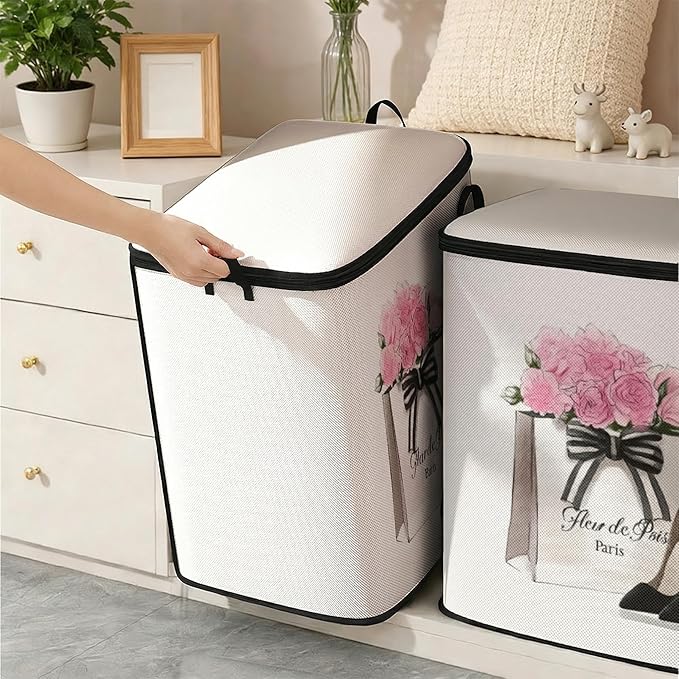 2pcs closet organizers and storage under bed,clothing blanket sweater sheet bedding comforter duvet quilt pillow toy storage bags with lids,dorm room essentials for containers 95L