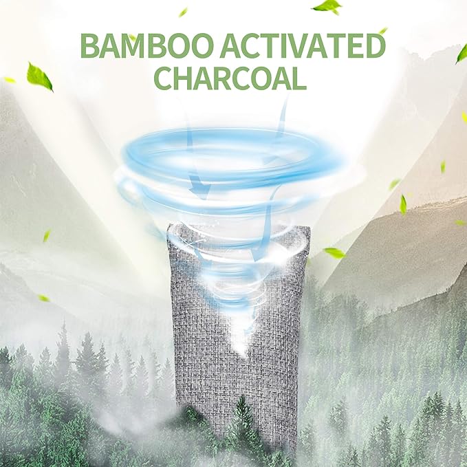 16 Pack Bamboo Charcoal Air Purifying Bag, Activated Charcoal Bags Odor Absorber, Moisture Absorber, Natural Car Air Freshener, Shoe Deodorizer, Odor Eliminators For Home, Pet, Closet (16x50g)