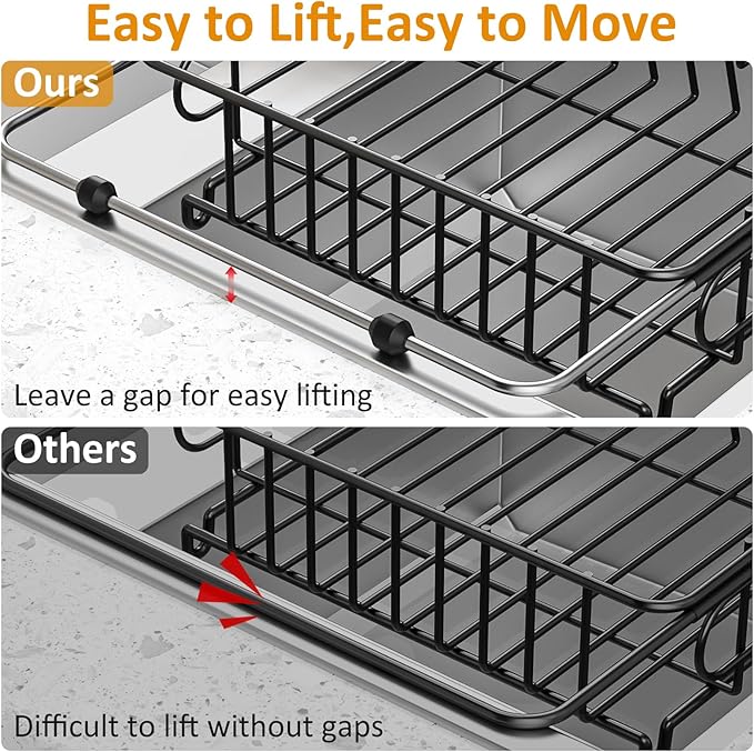 Expandable in Sink Dish Drying Rack,Small Dish Rack Over Sink with Utensil Holder,Stainless Steel Dish Drainers for Kitchen Counter,Sink Drying Rack for Small Space,14.57“-20.87”L x 10.24“W x 2.76”D