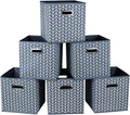 Fabric Cloth Storage Bins,Fabric Cube Organizer with Dual Handles Foldable Cube Storage Baskets for Home Bedroom Storage,Set of 6,(Grey Wave)