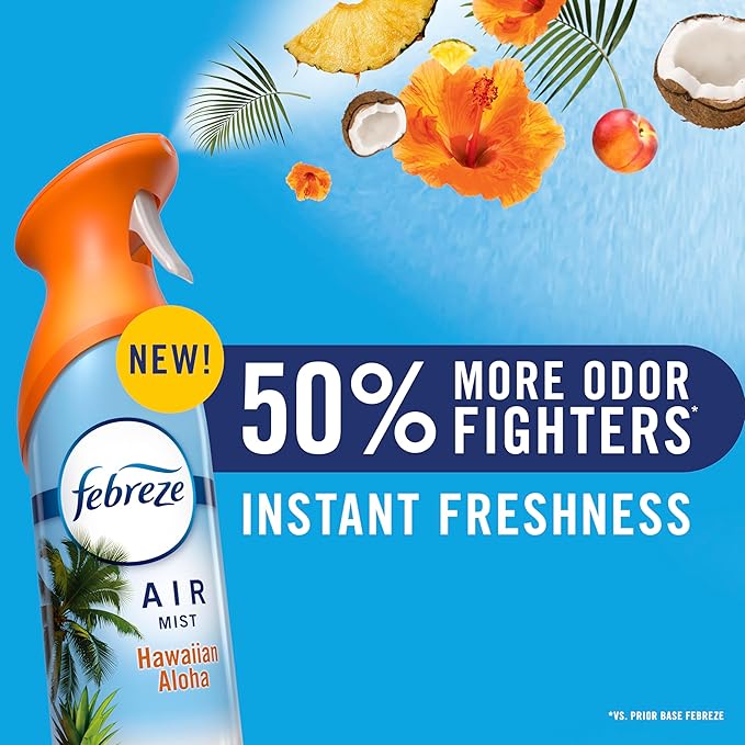 Febreze Air Mist, Air Freshener, Odor Fighting Room Spray, Deodorizer for Home Bathroom Kitchen Office Apartment Classroom, Lilac Sunrise, Summer Peaches, Mango Splash Variety Pack, 8.1oz (Pack of 3)