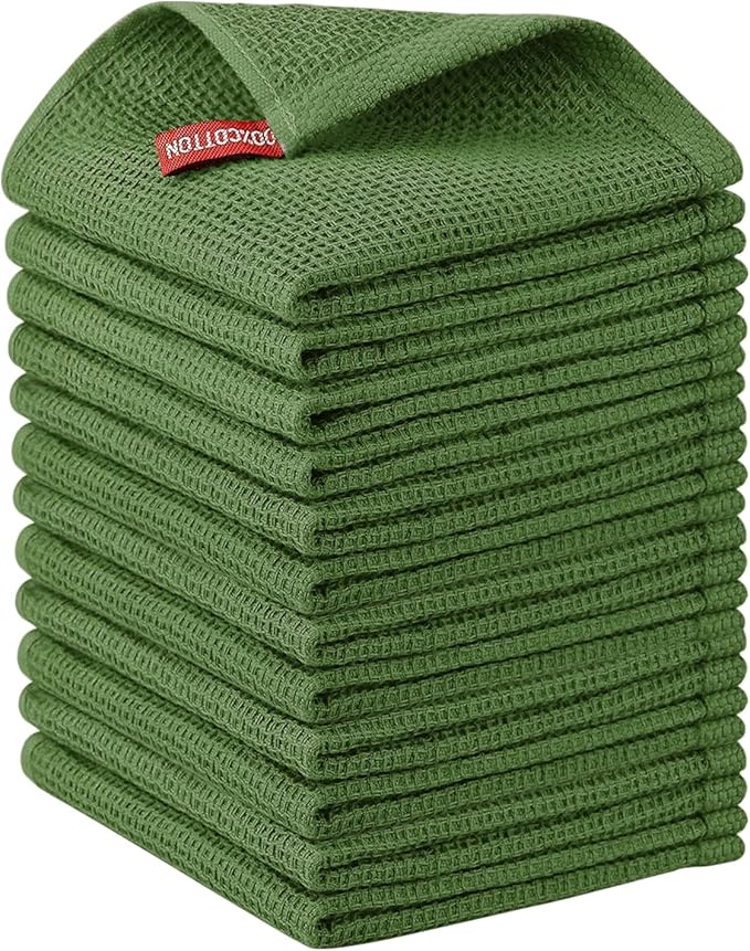 Nialnant 12 Pack Dish Cloths,100% Cotton Kitchen Dish Rags,Soft and Absorbent Dish Towels for Washing Dishes-12x12 Inch
