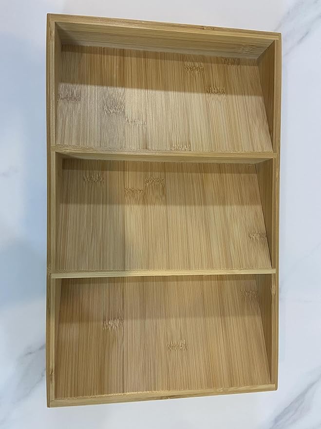 Spice Drawer Organizer for Cabinet, 3 Tier Bamboo Spice Rack Tray for Drawer, Kitchen Seasoning Organizer for Countertop Cupboard Pantry
