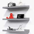 RICHER HOUSE 3 Set Floating Shelves for Wall, 16 inches Wall Mounted Shelves with Lip for Storage, Display Picture Ledge Shelf for Bedroom Bathroom Kitchen Living Room Decor, Modern Grey