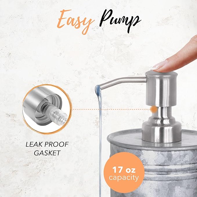 Autumn Alley Rustic Bathroom Accessories Set - Farmhouse Bathroom Soap Dispenser and Toothbrush Holder Set - Western Bathroom Accessories, Farmhouse Decor for Bathroom Countertop, Galvanized Grey