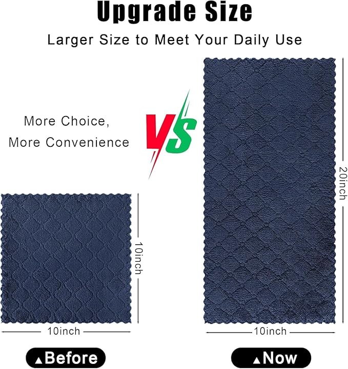 Homaxy 18 Pack Dish Towels for Kitchen (10 x 20 Inches, Navy Blue), Super Soft and Absorbent Coral Velvet Dish Cloths for Washing Dishes, Nonstick Oil Fast Drying Microfiber Cleaning Cloth