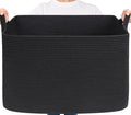 Goodpick Large Woven Storage Basket, 105L Extra Large Blanket Basket for Living Room, Bedroom, Rectangle Cotton Rope Organizer for Toy Storage, 25”x16”x16”, Black