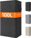 Lifewit 100L Large Tall Laundry Hamper, Collapsible Laundry Basket with Handles, Foldable Clothes Hampers for Laundry, Portable Dirty Clothes Hamper for Dorm College Bedroom Bathroom, Black