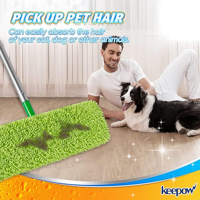 KEEPOW Reusable XL Wet Pads Compatible with Swiffer XL Sweeper, X-Large Dry Sweeping Cloths, Wet Mopping Cloths, Washable Microfiber XL Wet Pads Refills for Surface/Hardwood Floor Cleaning, 4 Pack