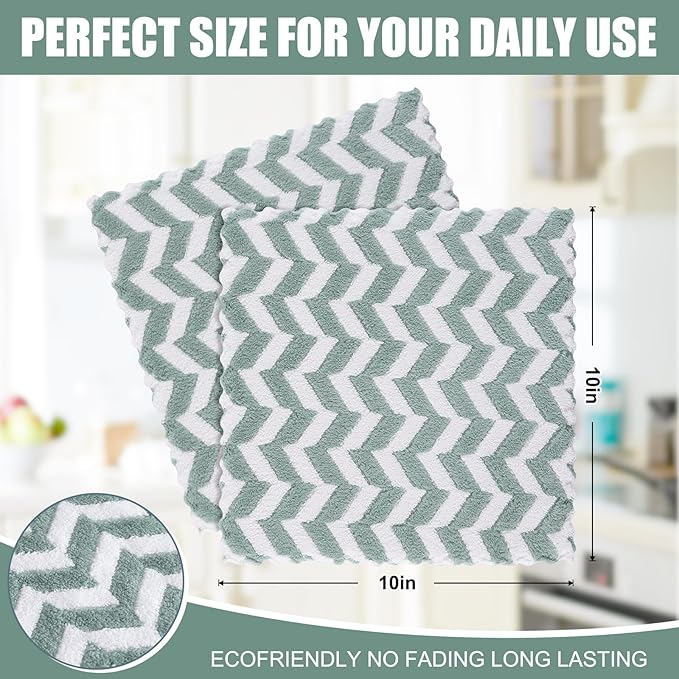 Homaxy 12 Pack Kitchen Dish Cloths, Ultra Soft and Absorbent Dish Towels, Reusable Fast Drying Microfiber Cleaning Cloth, Irregular Waves Coral Velvet No-lint Cleaning Rags, 10 x 10 inches, Teal