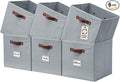 DECOMOMO Storage Bins, Cube Storage Bin with Labels, Fabric Storage Cubes for Shelves (10.5" x 11" / 6pcs, Grey)