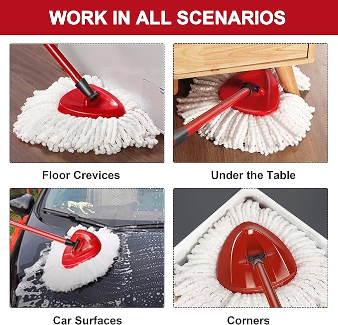 O-Ceda Easy Wrin Spin Mop Replacement - 8 Pack Microfiber Spin Mop Heads, Easy Cleaning Refills