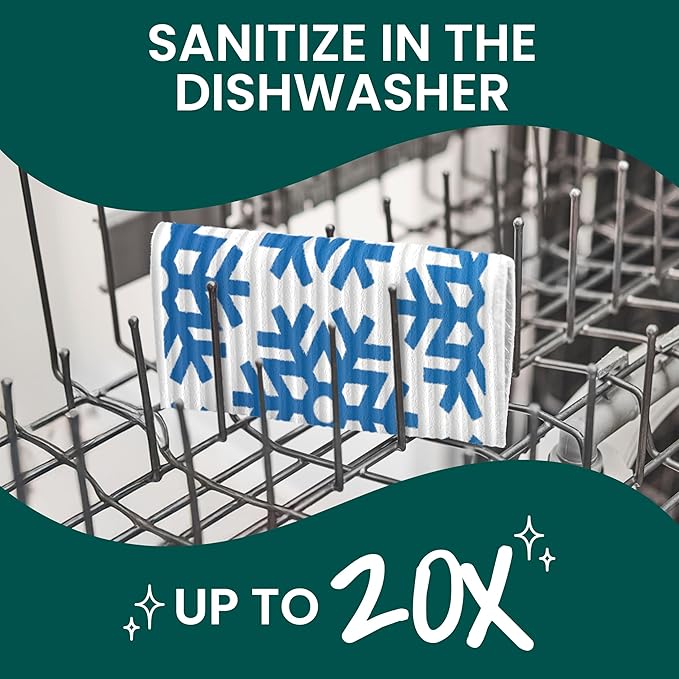 Scotch-Brite Season’s Clean Sponge Cloths, Reusable Dish Towel That Absorbs Like a Sponge, Holiday Patterned Wipes for Nonstick Cookware, Tile, Countertops, Mirrors, and Faucets, 2 Dish Towels