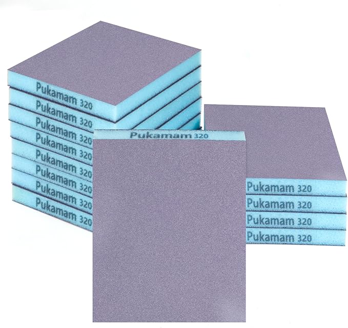 12 Pack Sanding Sponge, Washable and Reusable Sanding Blocks 320 Grit Wet Dry Sand Paper for Wood Drywall Metal Furniture
