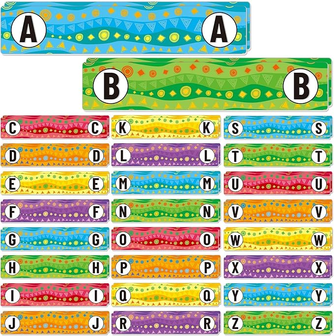52 Pcs Classroom Library Alphabet Book Divider Vinyl Record Dividers Assorted Colored Bookshelf Markers Lp Alphabetical A-z Organizer Separators for Album DVD Media Shelves Storage