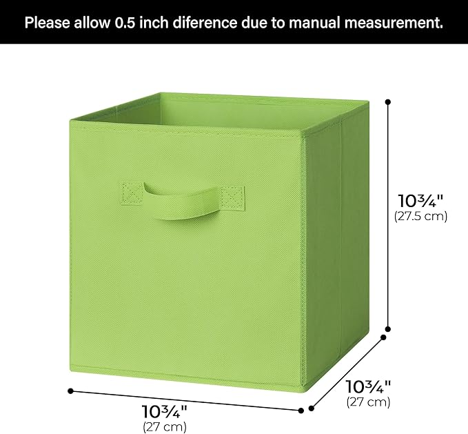 GRANNY SAYS Cube Storage Bins, 11 Inch Cube Storage Organizer, Fabric Storage Bins, Storage Cubes for Shelves, Closet, Light Green, 6-Pack
