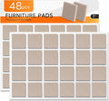 48 PCS Felt Furniture Pads, 1-inch Square Beige Chair Felt Pads, Felt Pads for Furniture Feet to Protect The Floor from Scratches,Reduce Noise