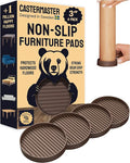 CasterMaster Non Slip Furniture Pads for Hardwood Floors - Circular (Brown, 3'' x 3'' - 4 Pack) - Round Furniture Cups & Chair Leg Floor Protectors for Scratch-Free Floors - Non Slip Caster Cups